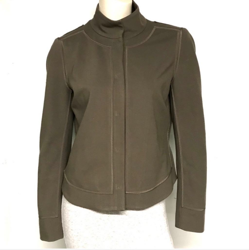 Per Se Olive Size 16 Jacket, 71% Viscose, 24% Polyamide, 5% Elastane